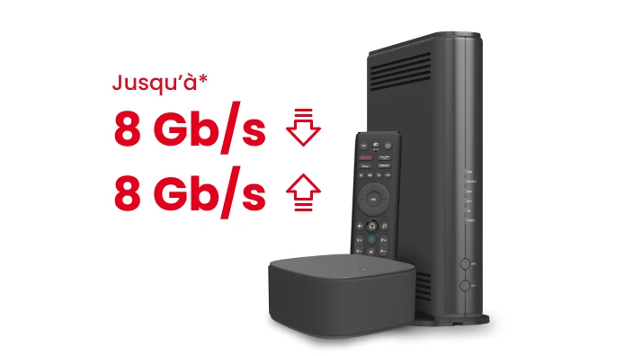 Jusqu'à* 8 gigabits par seconde en téléchargement et en envoi